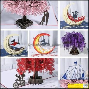 Greeting Cards Event Party Supplies Festive Home Garden 3D Anniversary CardPop Up Card Red Maple Handmade Gifts Dhbnt