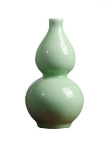 Vases Ceramics Yellowish Pea Green Glaze Antique Gourd Vase Flower Arrangement Modern Home Living Room Decorations Decoration Yql2