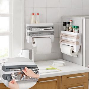 Organization Fixing Foil Cling Film Dispenser Cutting Holder Wrap Cutter Food Cling Film Drawer Smoothly Cutter Storage Rack Kitchen Accessor