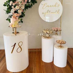 Party Decoration Wholesale Mental Round Plinth White Or Transparent Display Plinths Clear Acrylic Pedestal For Wedding Event Yudao246