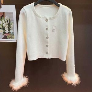 Kurz gestrickter Top-Designer-Pullover, Sommer, lockerer Cardigan-Mantel, Damen, großer Rundhals-Langarmpullover, modisches Strickshirt