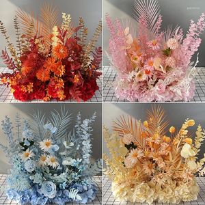 Decorative Flowers 50cm Artificial Eucalyptus Wedding Flower Wall Arch Row Backdrop Romantic Floral Panel Background Decor