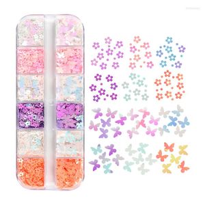 Nagelkonstdekorationer 1 Set Butterfly Flower Sequins Mermaid Scale Color 3D Flake Nails Accessories Decoration For DIY Manicure Design