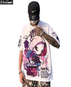 Hip hop tees tshirt örümcek karikatür tarzı harajuku kısa kollu gevşek erkekler tişört gündelik yaz büyük boy erkek punk kıyafetleri 2104095370115