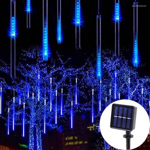 Saiten Solar LED Meteorschauer Licht Urlaub String Wasserdichte Lichterkette Straße Girlande Outdoor Weihnachten Hochzeit Dekoration