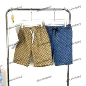 xinxinbuy män kvinnor designer shorts byxa dubbel bokstav jacquard denim tyg vår sommar svart blå khaki s-2xl