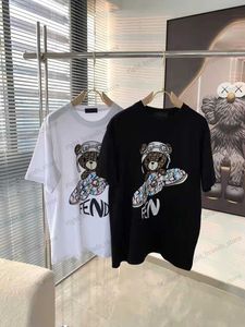 디자이너 남성용 티셔츠 오른쪽 브랜드 곰 인쇄 하이 버전 여성의 여름 짧은 슬리브 패션 티 T230516