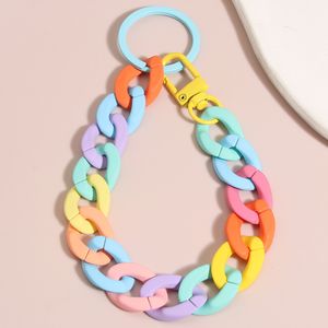 Colorful Acrylic Plastic Link Chain Keychain Creative Handmade Anti-lost Phone Key Ring For Women Girls DIY Jewelry Gifts