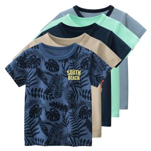 Polos Summer Childrens Clothing Leaf Letter Print Kids Clothes Boys Short Sleeve Tshirt Cotton Tops Tee Shirts Drop 230512