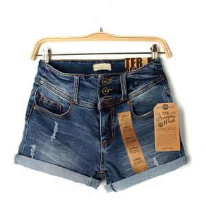 Kvinnors shorts högkvalitativa kvinnor sommarshorts denim jeans sexig hög midja mager fit stretchy bomull rippad hål tjej avslappnad kort j3146 230515