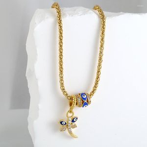 Kedjor Zhukou Dragonflyeyes Charms Halsband för kvinnor Stjärna Moon Rostfritt stål Halsband smycken Män Choker Wholesale VL256