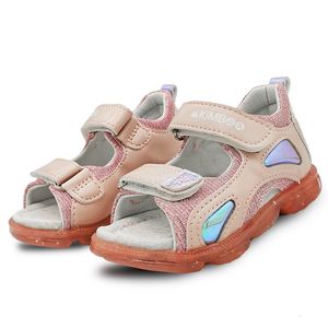 Sandals PU Leather Sequins arch support Orthopedic Girl Sandals back hard Children Shoesinner 13.2-16.2cm antiskid Kids Shoes 230515