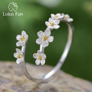 Solitaire Ring Lotus är intressant och utsökt glömmer mig inte en kvinnlig justerbar blomma True 925 Sterling Silver Engagement Jewelry Gift 230512