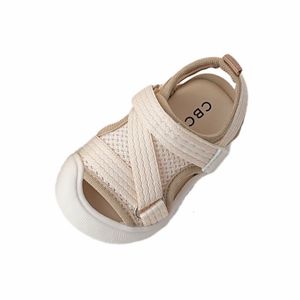 Сандалии 12-19 см бренда сетчатые спортивные сандалии для детей для детей девочки Сплошная мягкая из ПВХ подошву малыша летние ботинки дышащие закрыты