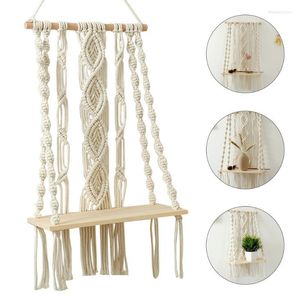 Clothing Yarn 1Pc Macrame Wall Hanging Shelf Woven Rope Bohemian Durable Plant Hanger