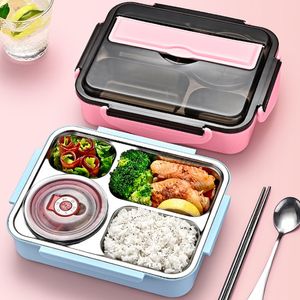 Bento Boxes Stainless Stee Lunch Box Bento Box for Kids Soup Bowl Spoon Chopsticks Bag Food Storage Container Office Portable Dinnerware 230515