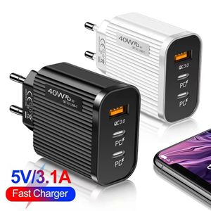 USB C Зарядное устройство Dual PD USB Quick Charge 3.0 3ports Быстрая зарядка Тип C Адаптер настенного зарядного устройства для Samsung iPhone Xiaomi Eu US Plug