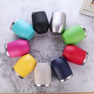 Oz Wine Tumbler Powder Coated Coffee Glass Water Bottle Layer Vacuum Insulated Beer Mug Wedding Party Champagne Mugs With Lid