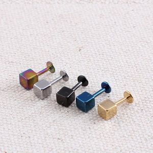 Stud Earrings Alisouy Fashion Jewelry 316L Stainless Steel Square Cube Lip Nails Body Piercing Ear For Men