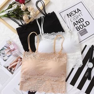 Camisoles & Tanks Women Lace Sexy Floral Tops Female Straps Lingerie Breathable Soft Comfortable Bralette Thin Seamless Top S42