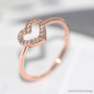 Bandringar Zhouyang Rings for Women Girls Sweet Romantic Sweet Heart Zircon Color Wedding Party Daily Finger Rings Fashion Jewelry