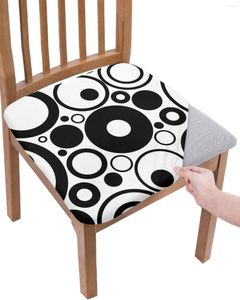 Chair Covers Circle Abstract Geometry Modern Art Black Grey Elastic Seat Cover For Slipcovers Home Protector Stretch