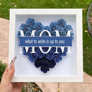 Ramar Personlig mors dagar Flower Shadow Box Diy Words Bildram Minne Rose Display Case Birthday Present