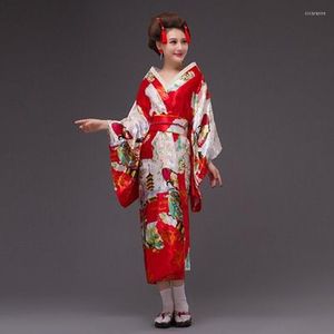 Ethnic Clothing Sexy Black Japanese Women Evening Dress Silk Rayon Kimono Yukata With Obi Dance Cosplay Costume Flower One Size