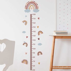 Adesivos para crianças de brinquedos de brinquedos de altura do arco -íris adesivos de parede para crianças altura da sala Rulller Grow Up Gráfico Decalques de parede para decoração da sala de berçário para bebês