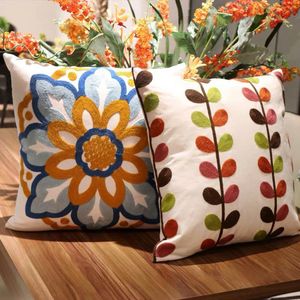 Pillow /Decorative Idyllic Retro Small Fresh Embroidery Nordic Style Sofa Cover Thickened Living Room Removable And WashableC