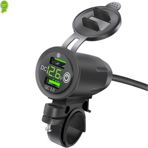 Nuovo caricabatterie rapido per caricabatterie modificato per moto Dual Usb Qc3.0 Led Voltmetro Display Dual Usb Charger Socket Parti del motociclo