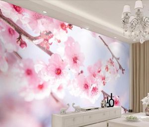 Papéis de parede CJSIR papel de parede personalizado 3D TV Background Wall HD estilo chinês Pêssego Decoração de decoração Decoração de pintura