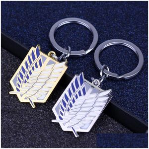 Keychains Lanyards Attack On Titan Keychain Wings Of Liberty Dom Scouting Legion Eren Keyring Key Holder Chain Ring New Je Dhgarden Dhkan