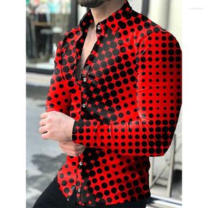 Men's Casual Shirts Black Polka Dot Streetwear Hip Hop Long Sleeved For Men Arrival Quality Smooth Comfortable Silky Elastic Chemise Homme