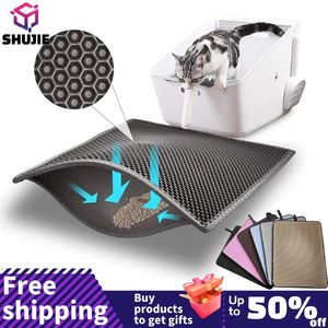 Supplies Pet Cat Litter Mat Waterproof EVA Double Layer Cat Litter Trapping Pet Litter Box Mat Clean Pad Products For Cats Accessories