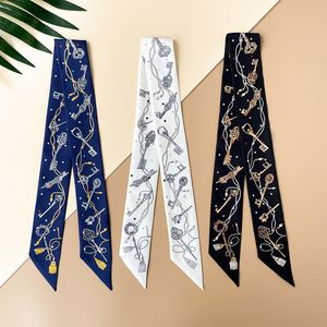 100% Silk High quality high-end point key H household silk striped arm bag silk scarf twill hair ribbon versatile small scarf double-sided