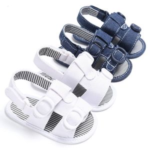 Sandaler födda babyskor pojke flicka denim canvas sommar mjuk sula toffel bomull spädbarn första vandrare småbarn spjälsandaler 230515