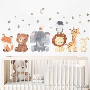 Kids' Toy Stickers Cartoon Animal Decals Elephant Lion Giraffe Wall Decals Wall Stickers for Kids Room Bedroom Baby Nursery Room Decor Wallpaper