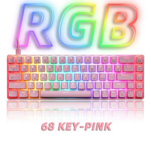 Keyboard Mouse Combos RGB Gaming Mechanical Wired 68 Key Small Game LED Backlight Red Blue Switch For Gamer Laptop PC Computer 230515