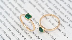 Cluster Rings JL516 Fine Jewelry Solid 18K Nature Green Emerald Pietre preziose 0,83ct e diamanti per le donne Regali