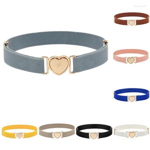 Belts 1PCS Adjustable Stretch Waistbands Boys Girls Belt Love Heart Shape Buckle Solid Color Wide Leisure Elastic Waist