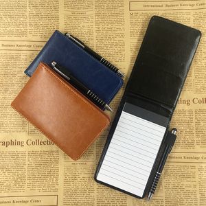 Anteckningar Multifunktion Faux Leather Small Notebook Pocket A7 Portable Mini Note Book With Pen Business Office Work Notepad Stationery 230515