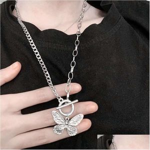 Pendant Necklaces Fashion Butterfly Shaped Buckle Necklace Bracelet Ancient Retro Style Clavicle Drop Delivery Jewelry Pendan Dhgarden Dhvob