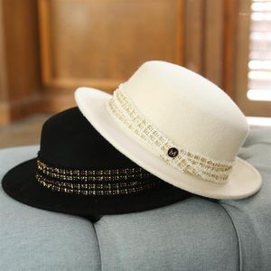 Stingy Brim Hats 100% Wool Feodra Hat Winter Womens M Letter Jazz Fedoras Pink For Women Large Cowboy Panama Fedoras1217o