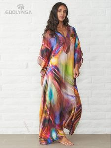 Coverups Boho Quickdrying Long Kaftan Bikini Coverups Retro Plus Size Summer Dress Women Clothing Beach Wear Swim Suit Cover Up Q831 230515