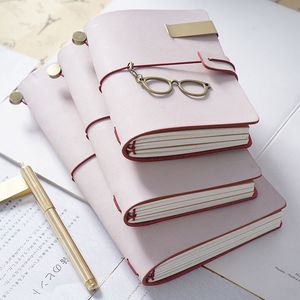 Anteckningar White Fog Wax Leather TN Handbok Läder Notepad Handgjorda Cowhide Notebook Loose-Leaf Pink Girl Hand Book Notebook 230515