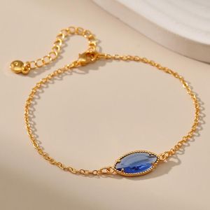 Charm Bracelets MKOPSZ High Quality Blue Crystal Bracelet Gold Color O Chain For Women Fashion Jewelry Everyday Accessories Gift