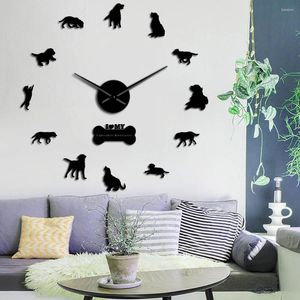Wall Clocks Labrador Retriever Dog Breeds Big Time Clock Self Adhesive Animals DIY 3D Club Puppy Lover Room Art Decor