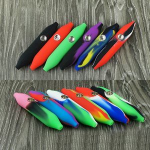 Ultimi tubi in silicone colorati Penne a sfera portatili Stile Handpipes innovativi Fumo a mano Secco Herb Tabacco Filtro in metallo Schermo Cucchiaio Ciotola Facile da pulire DHL