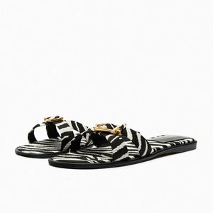 Sandały Traf Zebra Print Flat Straps Sandals for Women Summer Animal Druku